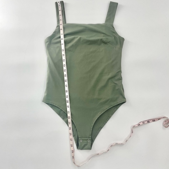 Reoria Viral Amazon TikTok Army Green Full Coverage Lined Square Neck Bodysuit L - Picture 7 of 7